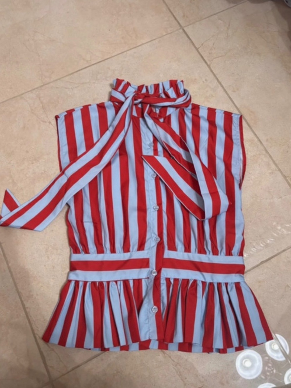 Stripped Bow Button Shirt
